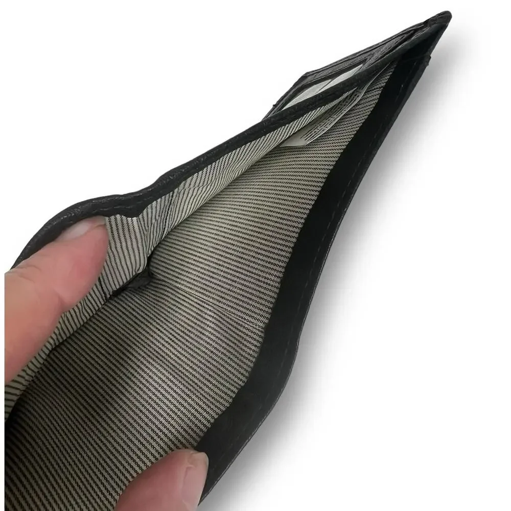 Spikes and Sparrow Mens Black Leather Classic Bifold Wallet Slim Cards ID Window